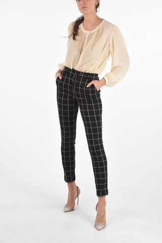Pantaloni SESAMO Windowpane Check con Risvolti