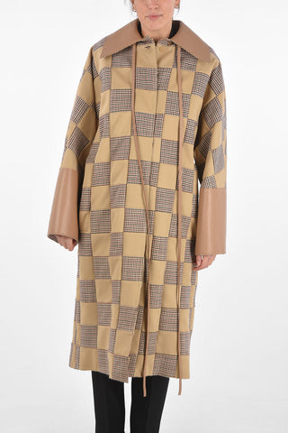 Patchwork Single-breasted Coat with Leather Details