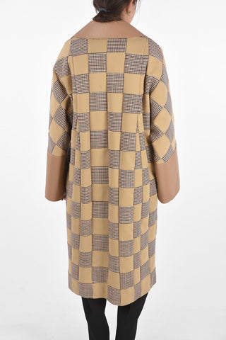 Patchwork Single-breasted Coat with Leather Details