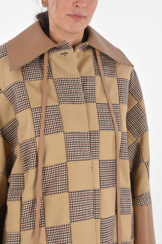 Patchwork Single-breasted Coat with Leather Details