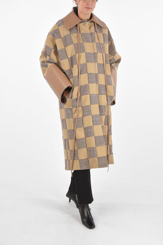 Patchwork Single-breasted Coat with Leather Details