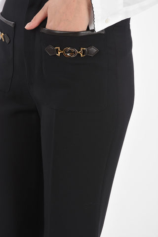 4 Pockets Pants with Leather and Metal Details