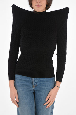 Turtleneck PAGODA Pullover with Shoulder Pads