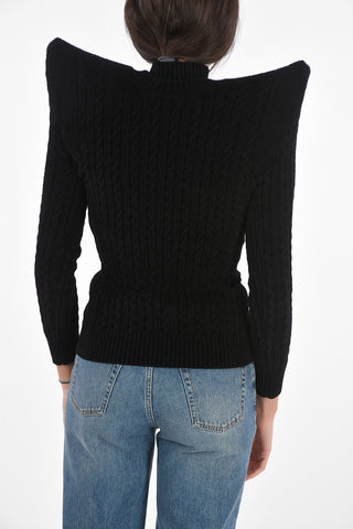 Turtleneck PAGODA Pullover with Shoulder Pads
