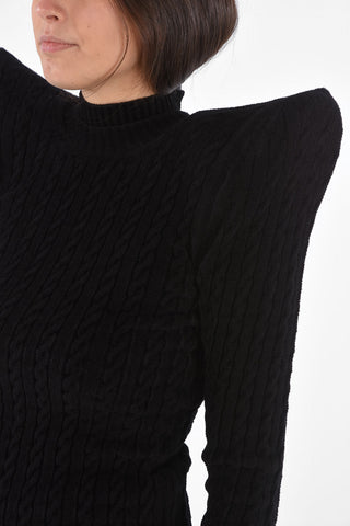 Turtleneck PAGODA Pullover with Shoulder Pads
