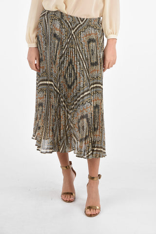 Pleated Skirt with Arabesque Motif
