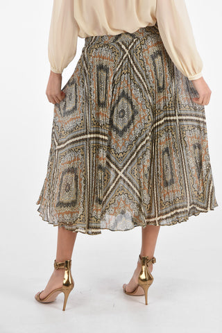 Pleated Skirt with Arabesque Motif