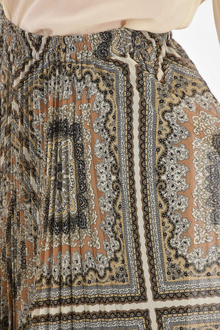 Pleated Skirt with Arabesque Motif