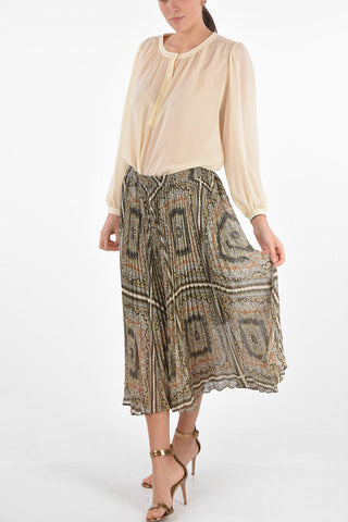 Pleated Skirt with Arabesque Motif