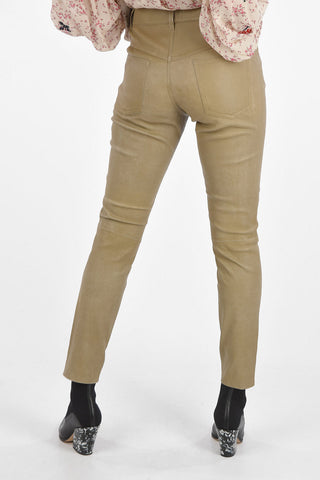 Cuir Skinny Fit Pants with Belt Loops and Leg Stitchings 