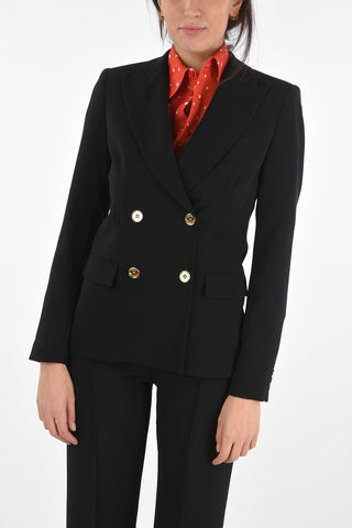 Double-breasted Blazer with Peak Lapel and Flap Pockets
