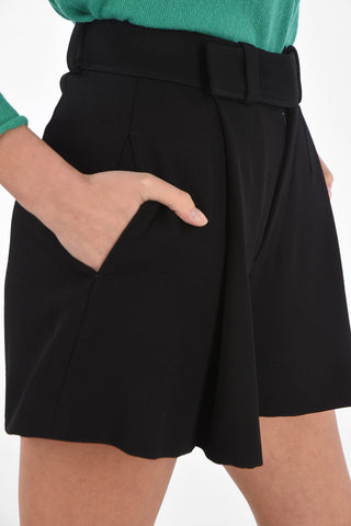 Pleated Shorts with Belt Loops and Hidden Closure