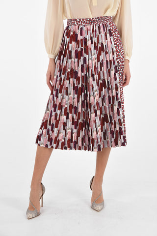 Pleated Skirt with Double Pattern and Side Zip