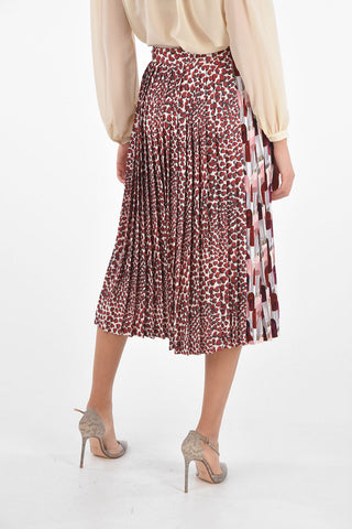 Pleated Skirt with Double Pattern and Side Zip