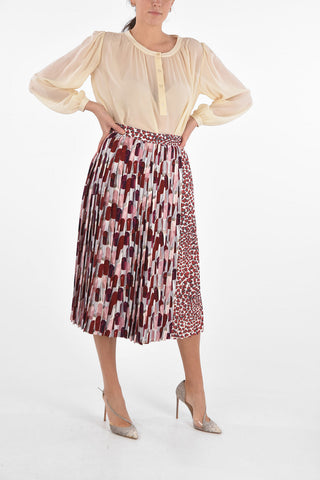 Pleated Skirt with Double Pattern and Side Zip
