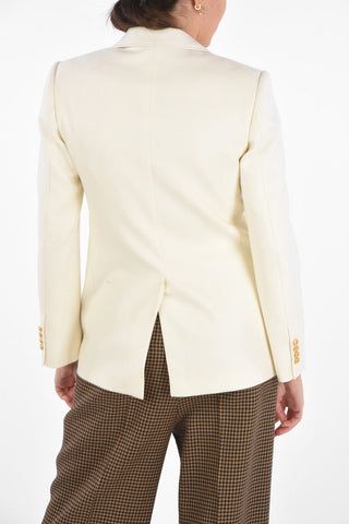 Blazer in Cashmere con Bottoni Gioiello e Tasche a Toppa