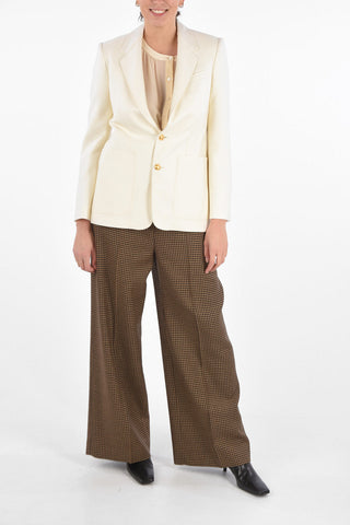 Blazer in Cashmere con Bottoni Gioiello e Tasche a Toppa