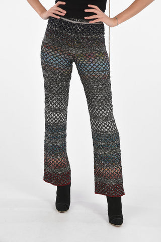 Knit Pants with Sequined Embroideries