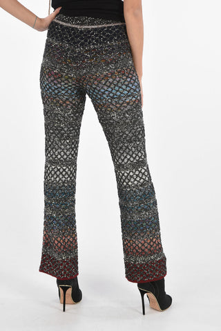 Knit Pants with Sequined Embroideries