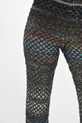 Knit Pants with Sequined Embroideries