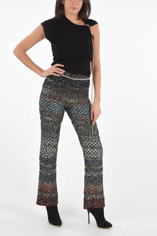 Knit Pants with Sequined Embroideries
