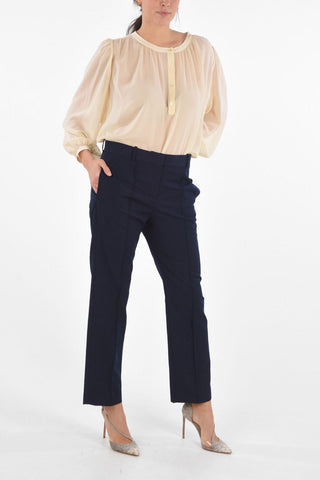 Pantaloni con Piega Frontale Cucita e Chiusura Nascosta