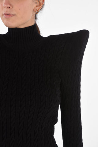 Turtleneck PAGODA Dress with Shoulder Pads