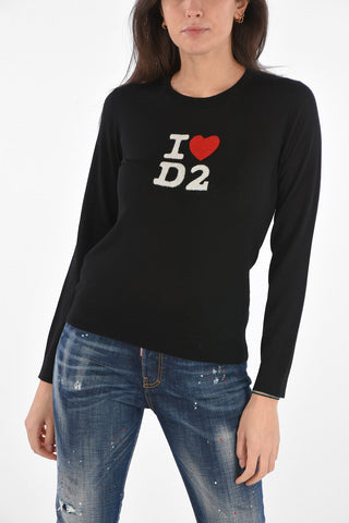 Crewneck Sweater with I LOVE d2 Embroidery
