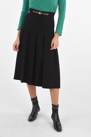 Pleated Skirt-Pants with Jewel Buckle