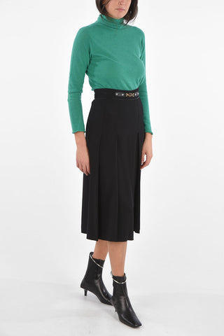 Pleated Skirt-Pants with Jewel Buckle