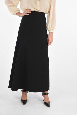 Flared Long Wool Skirt