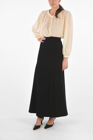 Flared Long Wool Skirt
