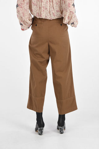 Cotton Pants with Belt Loops and Bottom Stitchings