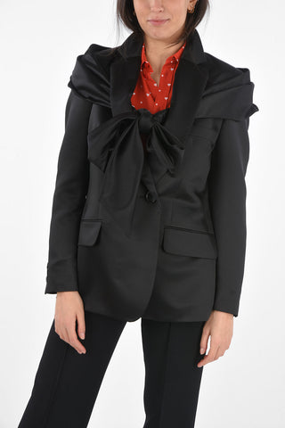 1 Button Satin Blazer with Incorporated Stole