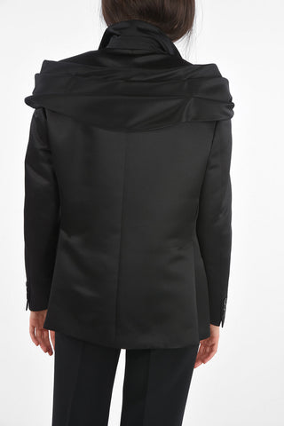 1 Button Satin Blazer with Incorporated Stole