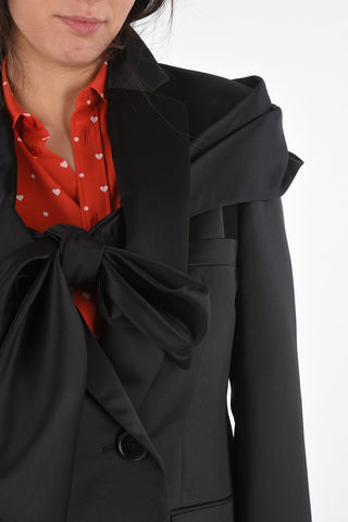 1 Button Satin Blazer with Incorporated Stole