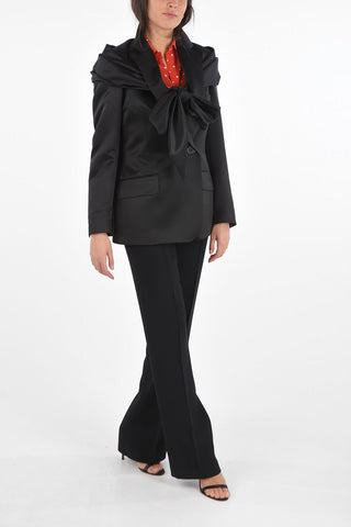 1 Button Satin Blazer with Incorporated Stole