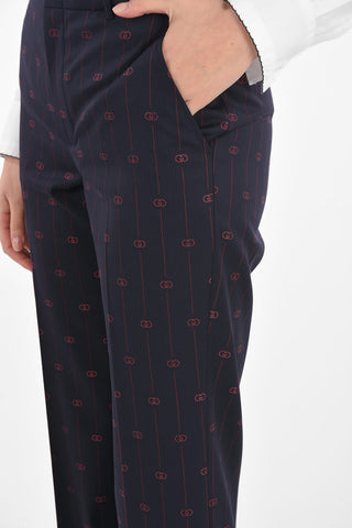 Pinstriped Monogram Pants with Belt Loops