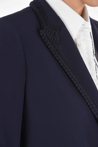2 Buttons Blazer with Peak Lapel and Edges with Applications