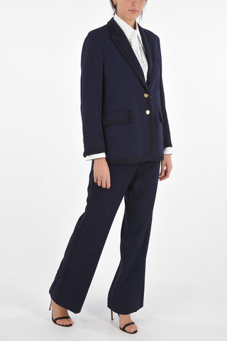 2 Buttons Blazer with Peak Lapel and Edges with Applications