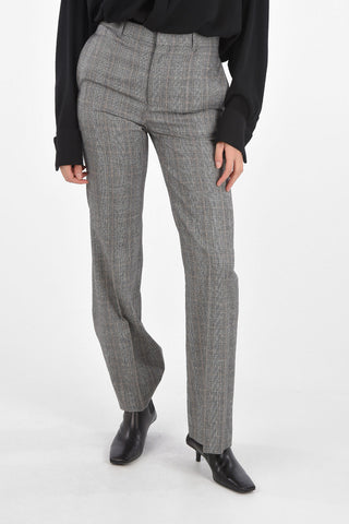 2 Flush Pockets District Check Pants with Hidden Closure