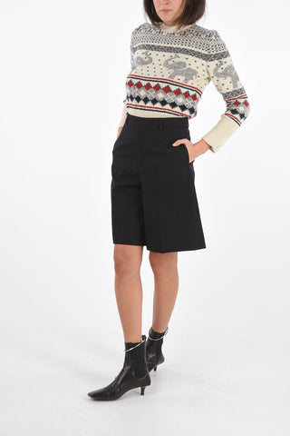 Pantaloni Gaucho Wide Leg in Lana con Passanti e Chiusura Nascosta