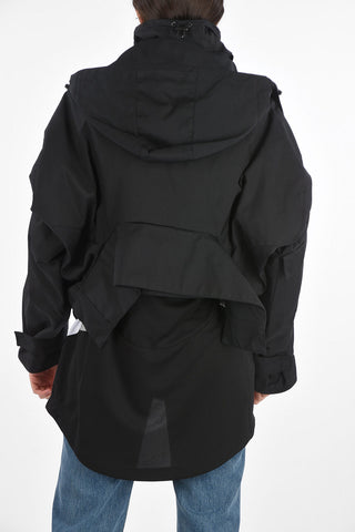 Multipocket Quilted Short Parka with Hood