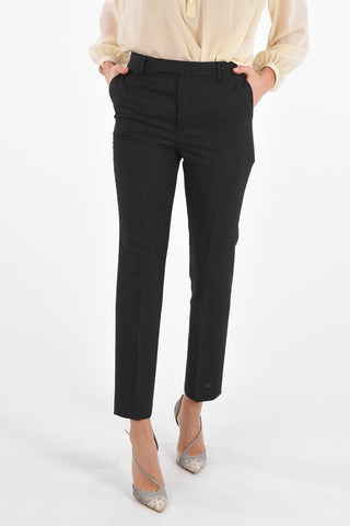 Pantaloni in Lana Gessati con Passanti