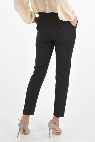Pantaloni in Lana Gessati con Passanti
