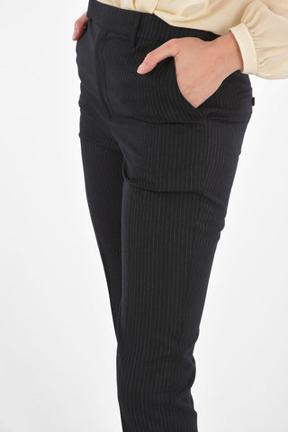 Pantaloni in Lana Gessati con Passanti