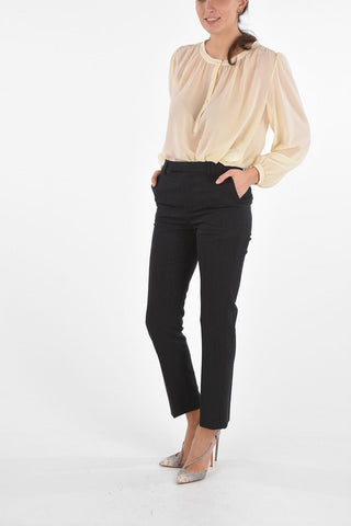 Pantaloni in Lana Gessati con Passanti