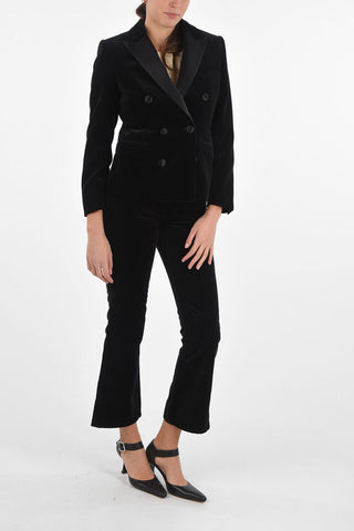 Double-breasted Velvet Blazer with Satin Peak Lapel