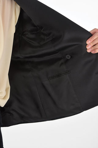 Double-breasted Velvet Blazer with Satin Peak Lapel