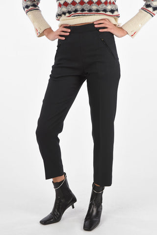 High Waist Pants with Belt Loops and Zip Pockets